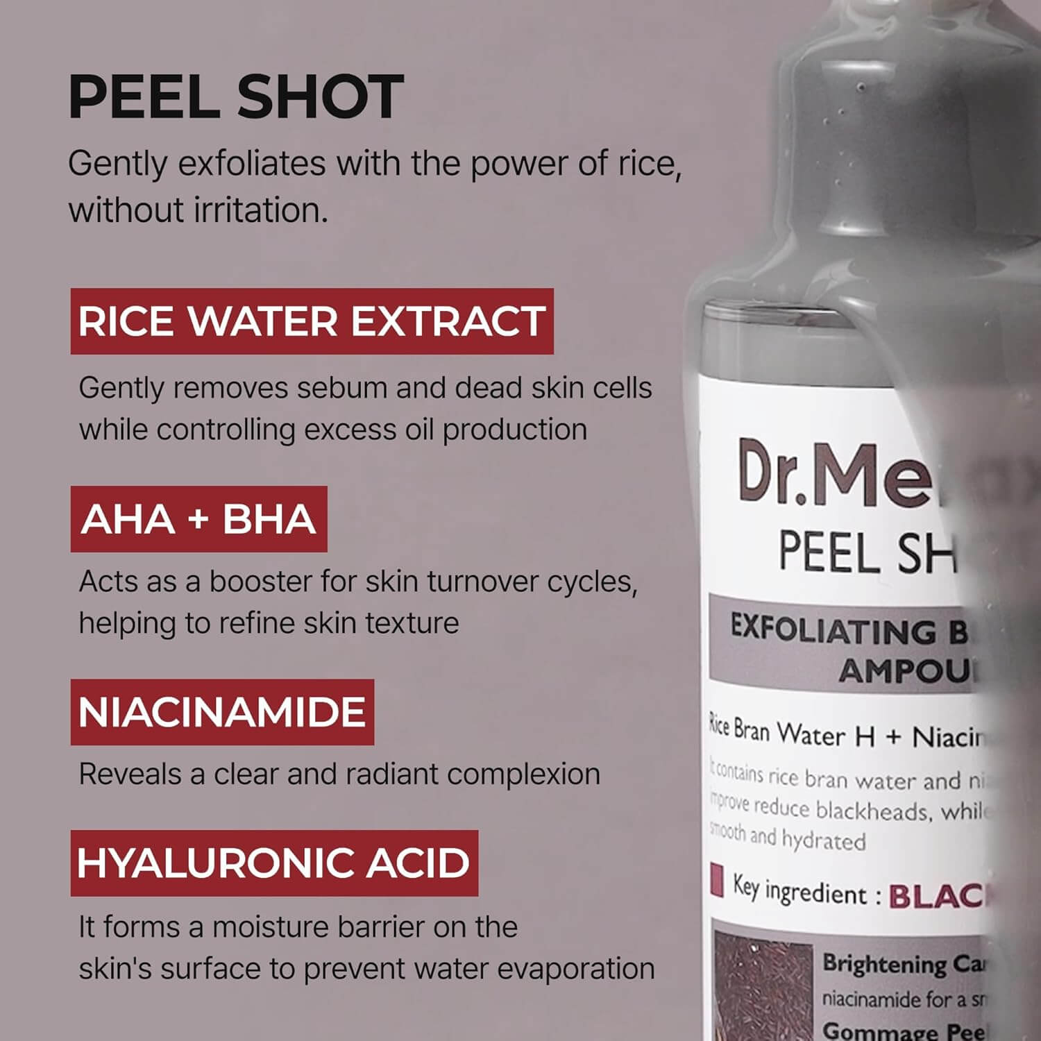 Dr.Melaxin Peel Shot Exfoliating White & Black Rice Ampoule Essence