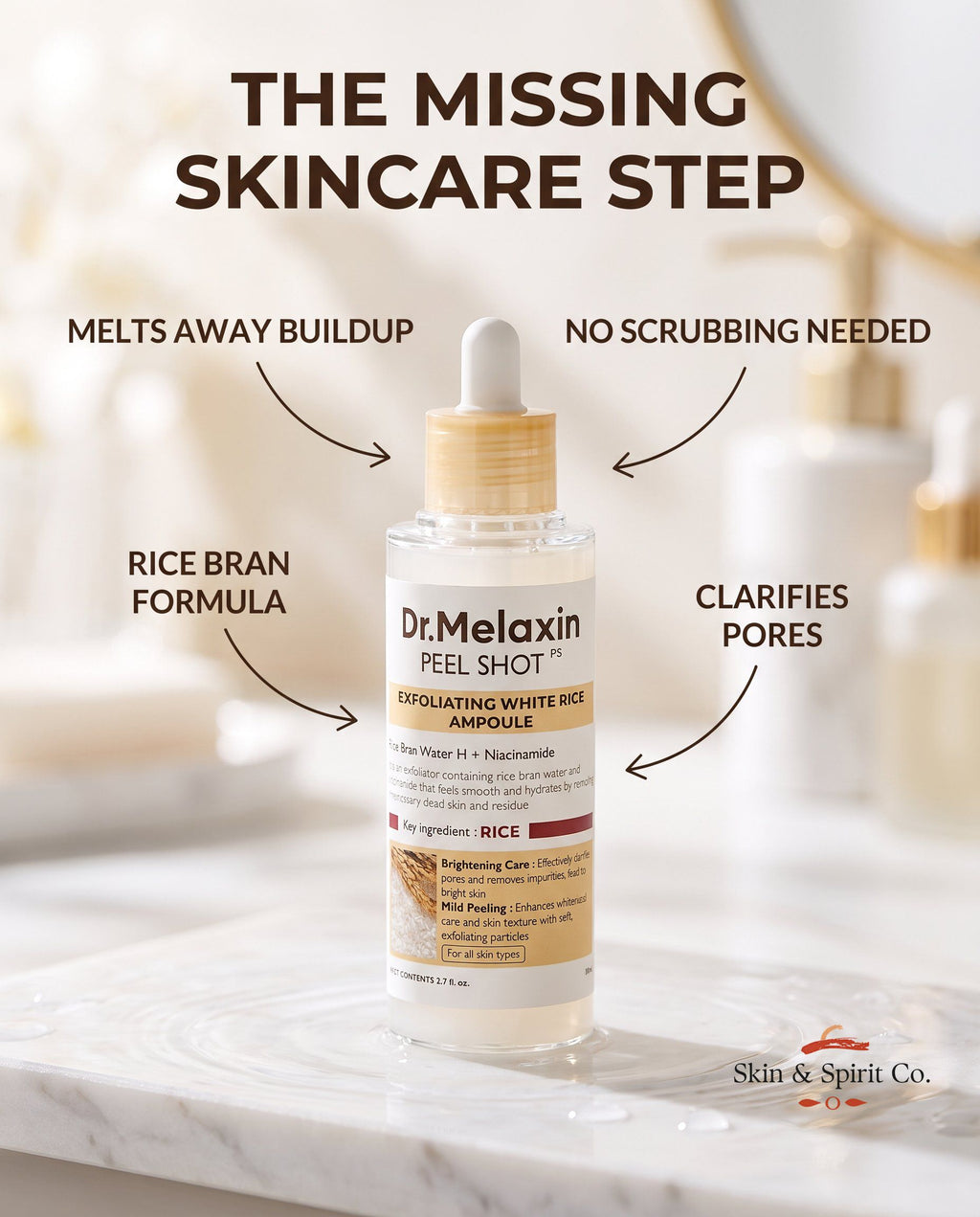 Dr.Melaxin Peel Shot Exfoliating White & Black Rice Ampoule Essence