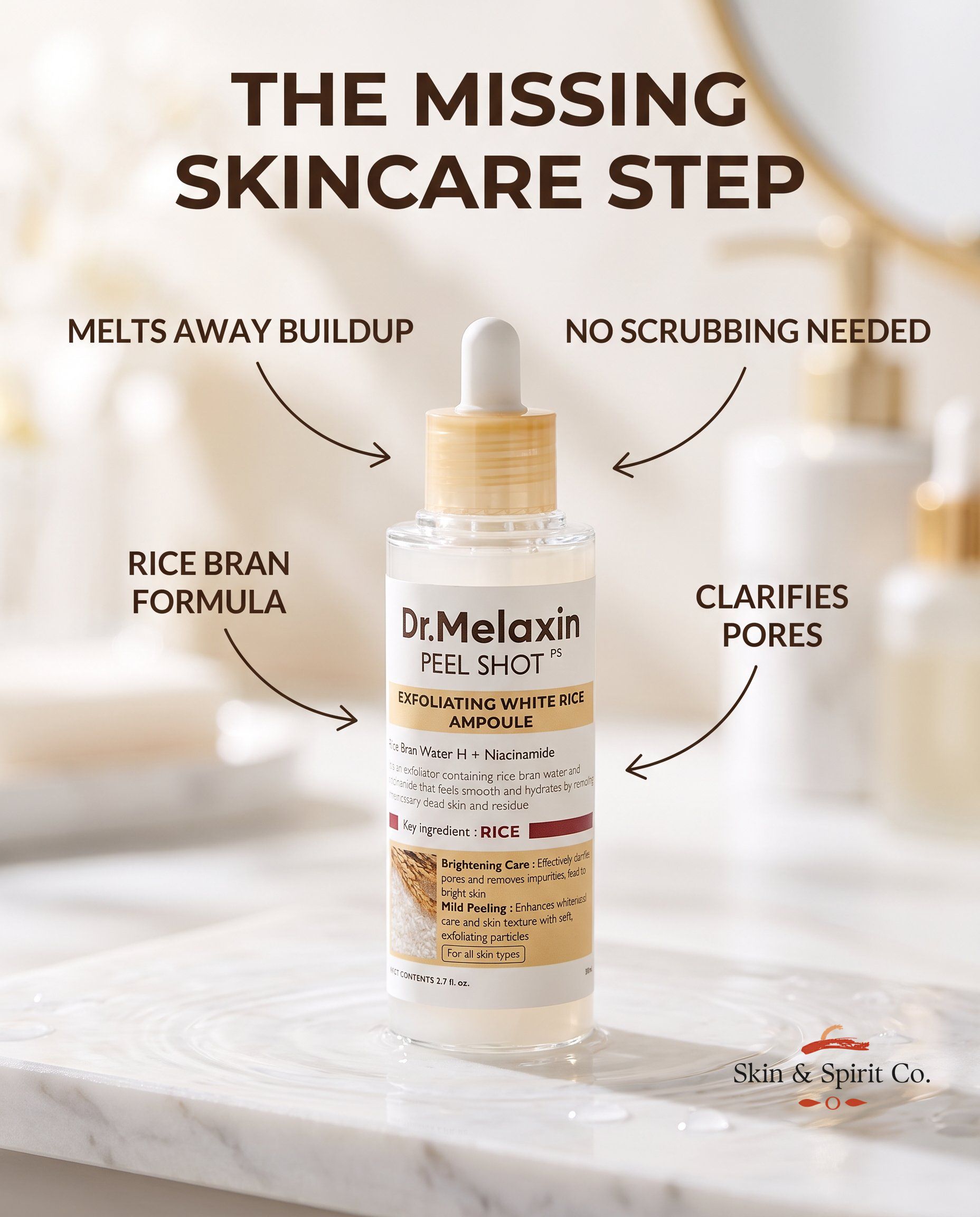 Dr.Melaxin Peel Shot Exfoliating White & Black Rice Ampoule Essence