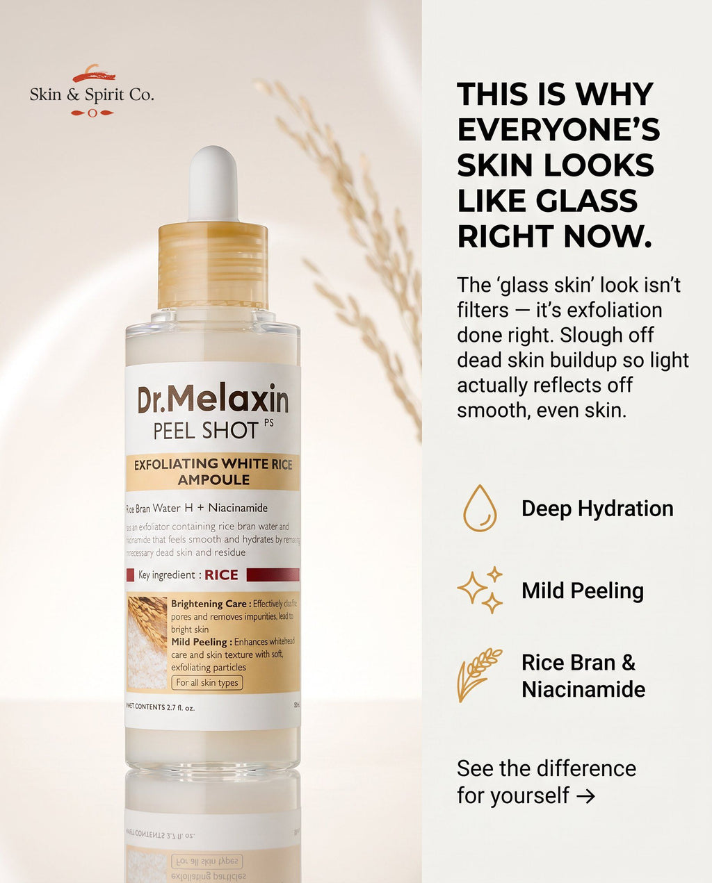 Dr.Melaxin Peel Shot Exfoliating White & Black Rice Ampoule Essence