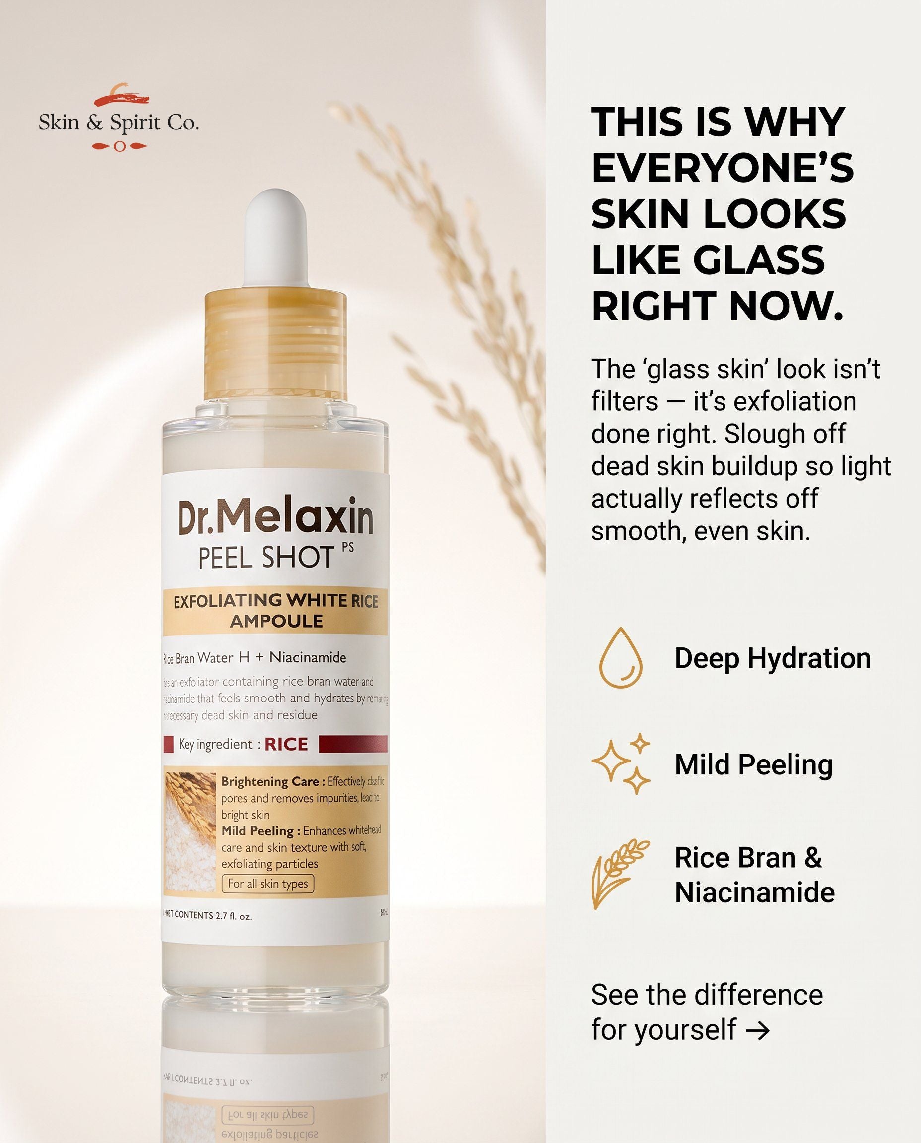 Dr.Melaxin Peel Shot Exfoliating White & Black Rice Ampoule Essence