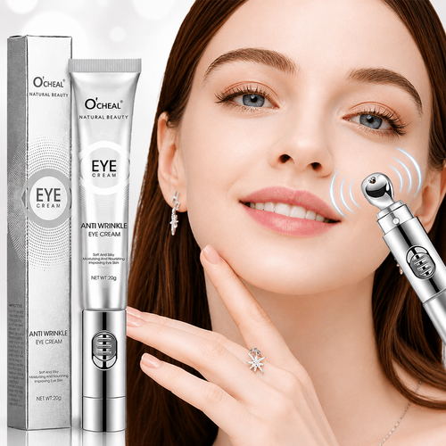 Revitalizing eye cream with electric massage function for anti-aging, enhancing absorption and reducing puffiness.