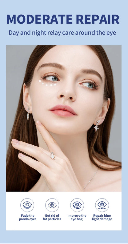 Woman showing benefits of anti-aging eye cream, including revitalizing eye cream features for moderate repair.